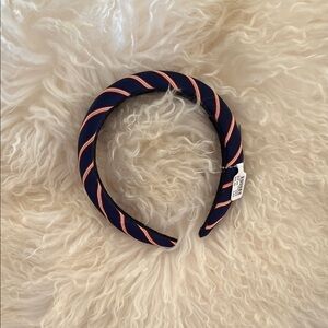 Anthropologie Navy Headband with Red and Cream Stripe Detail